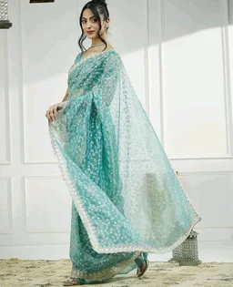 Visit the SIRIL Store
4.6 out of 5 stars 9
SIRIL Women's Shimmer Net Embroidery Stone Work Saree With Unstitched Blouse Piece