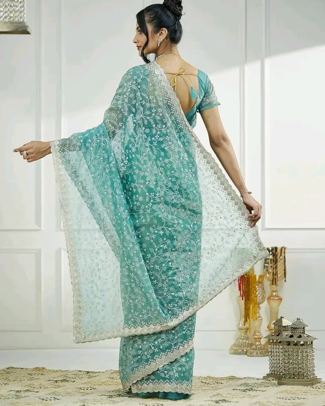 Visit the SIRIL Store
4.6 out of 5 stars 9
SIRIL Women's Shimmer Net Embroidery Stone Work Saree With Unstitched Blouse Piece