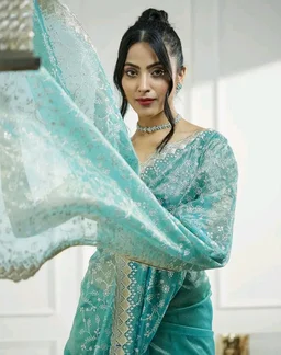 Visit the SIRIL Store
4.6 out of 5 stars 9
SIRIL Women's Shimmer Net Embroidery Stone Work Saree With Unstitched Blouse Piece