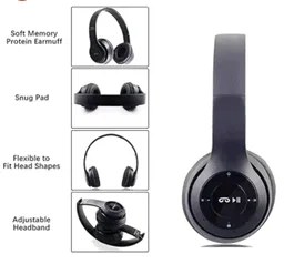 P47 Wireless Gaming Bluetooth Headphones Over Ear Enjoy 6 Hrs Playback (Black)