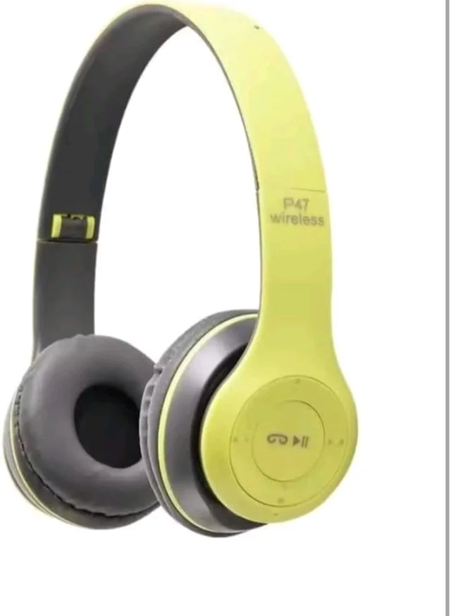 JPGC Wireless Bluetooth Headphones, P47 Over-Ear Headset with Extra Bass, Foldable Design, Soft Memory Protein Earmuff, Bluetooth 5.0, FM Radio, SD Card Support, AUX Input, Black (Green)