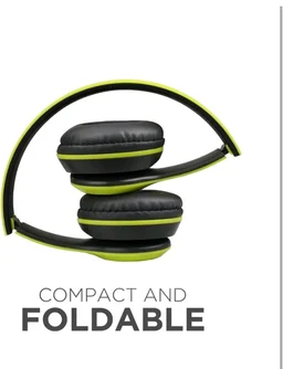 JPGC Wireless Bluetooth Headphones, P47 Over-Ear Headset with Extra Bass, Foldable Design, Soft Memory Protein Earmuff, Bluetooth 5.0, FM Radio, SD Card Support, AUX Input, Black (Green)