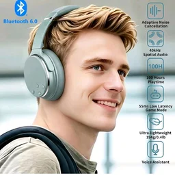 Srhythm NC25 Wireless Headphones Bluetooth 5.3,Lightweight Noise Cancelling Headset Over-Ear with Low Latency,Green