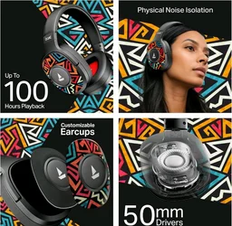 boAt Rockerz Plus 550, Customizable Earcups, 100H Battery, 50mm Drivers, Dual Pair, App Support, Bluetooth Headphones, Wireless Headphone with Mic (Black Psyche)
1K+ bought in past month
