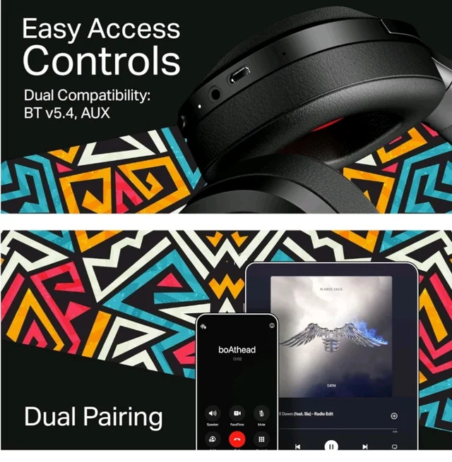 boAt Rockerz Plus 550, Customizable Earcups, 100H Battery, 50mm Drivers, Dual Pair, App Support, Bluetooth Headphones, Wireless Headphone with Mic (Black Psyche)
1K+ bought in past month