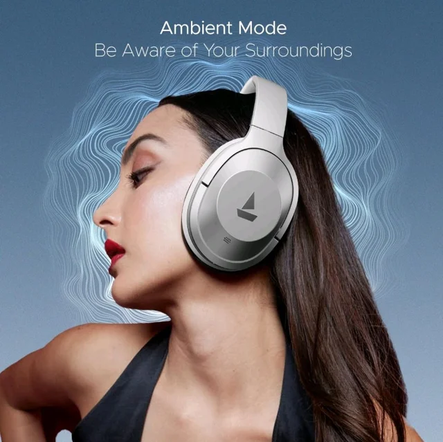 boAt Nirvana 751 ANC, 65Hrs Battery, Hybrid Active Noise Cancellation(~33dB), Fast Charge, Ambient Mode, Carry Pouch, Bluetooth Headphones, Wireless Headphone with Mic (Sterling Silver)