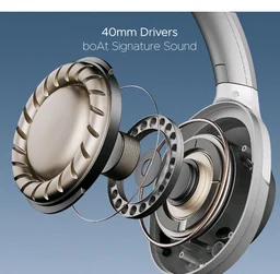 boAt Nirvana 751 ANC, 65Hrs Battery, Hybrid Active Noise Cancellation(~33dB), Fast Charge, Ambient Mode, Carry Pouch, Bluetooth Headphones, Wireless Headphone with Mic (Sterling Silver)