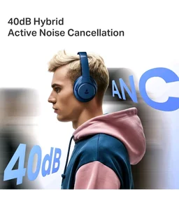 boAt Rockerz 512 ANC,(~40dB) Hybrid ANC, 80H Battery, 40mm Drivers, 40ms Low Latency, ENx Tech, App Support, Bluetooth Headphones, Wireless Headphone with Mic (Bold Blue)