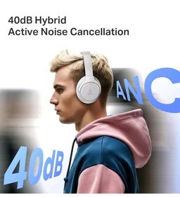 boAt Rockerz 512 ANC, 40Db Hybrid ANC, 80Hrs Playback, 40Mm Drivers, 40Ms Latency Beast Mode, Enx Tech, App Support, Over Ear Bluetooth Headphones, Wireless Headphone with Mic (Bold White)