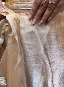 AKHILAM Women's Shimmer Pure Georgette Embroidered Ready To Wear one Minute Saree With Unstitched Blouse Piece