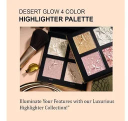 Daily Life Forever52 4 Color Palette Smooth Shine Highlighter Waterproof Long-Lasting Easy-To-Blend Shimmery Powder for Perfect Face Makeup (Desert Glow) DGH002 DGH002