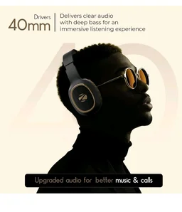 Zebronics Thunder (2026 Upgrade) Wireless Headphones, BT v6.0, True 60 hrs Playback, 40mm Drivers, ENC, Gaming Mode, Dual Pairing, AUX & microSD, Rapid Charging, Call Function (Brown)