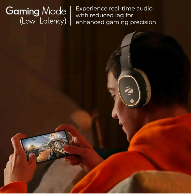 Zebronics Thunder (2026 Upgrade) Wireless Headphones, BT v6.0, True 60 hrs Playback, 40mm Drivers, ENC, Gaming Mode, Dual Pairing, AUX & microSD, Rapid Charging, Call Function (Brown)