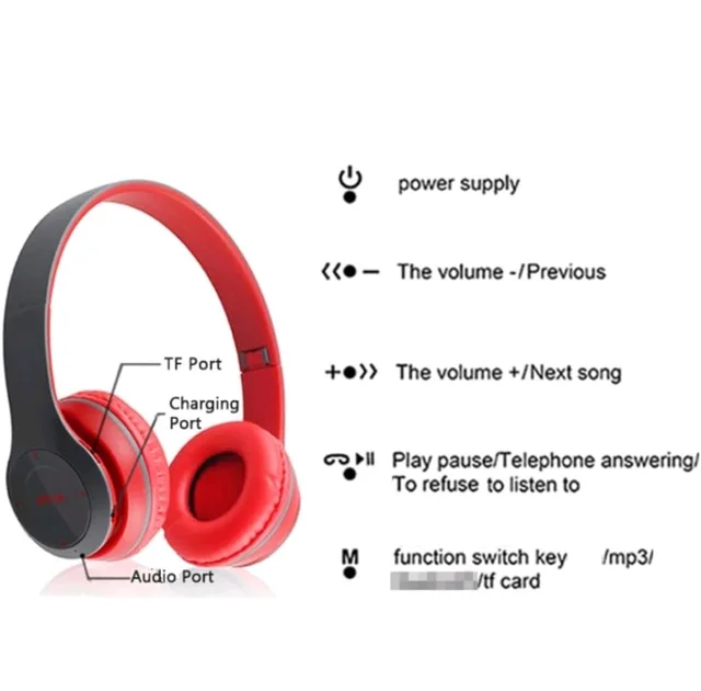 P47 Bluetooth Over Ear Headphones Wireless with Mic (Multicolor)