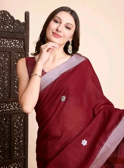 Rekha Maniyar Women's Linen Hand Gota Woven Saree With Unstitched Blouse Piece (JAYSHREE_VOL2_PARENT)