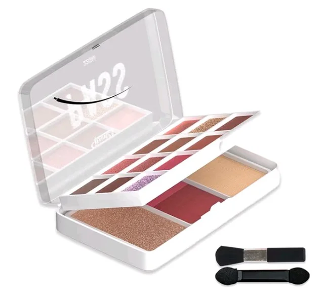 Glam21 Pocket Pass All-in-one Makeup Face Palette| Eyeshadows, Compact, Blush, Highlighter with Brushes| Highly Pigmented | Mix of Mattes & Shimmers |Travel-Friendly |Premium Pass