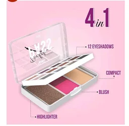 Glam21 Pocket Pass All-in-one Makeup Face Palette| Eyeshadows, Compact, Blush, Highlighter with Brushes| Highly Pigmented | Mix of Mattes & Shimmers |Travel-Friendly |Premium Pass