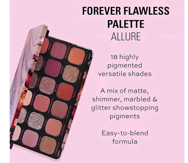 Makeup Revolution Eyeshadow Palette for Women | Forever Flawless Allure Pallete – 18 Shades | Matte & Shimmer Finish | Glitter Eyeshadow | Long Lasting & Blendable Shimmer Eyeshadow Palette – 19g
50+ bought in past month