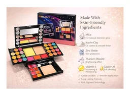 Owlex 40 Shades All-in-One Professional Makeup Kit Multi-Layer Cosmetic Palette with Eyeshadow, Blush, Lip Colors, Face Powder, Mirror & Applicator Complete Travel Makeup Set for Women & Girls
