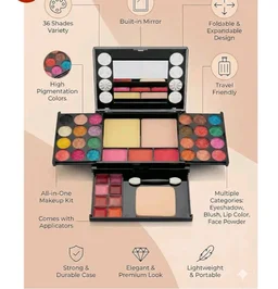 Owlex 40 Shades All-in-One Professional Makeup Kit Multi-Layer Cosmetic Palette with Eyeshadow, Blush, Lip Colors, Face Powder, Mirror & Applicator Complete Travel Makeup Set for Women & Girls