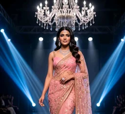 NIRLABH"Women’s Pink Soft Net Saree with Heavy Embroidered Lace Border & Sequins Work | Designer Ethnic Saree with Blouse Piece