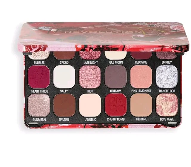 Makeup Revolution Forever Flawless Palette Cherry Rebel Red – Bold Reds & Pinks – Intense Pigmentation & Blendability