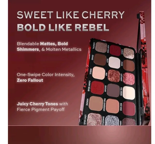 Makeup Revolution Forever Flawless Palette Cherry Rebel Red – Bold Reds & Pinks – Intense Pigmentation & Blendability