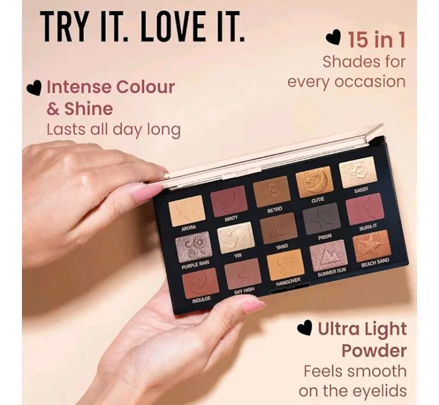 INSIGHT All Eyes On You Eyeshadow Palette (17 g) | Mix of 15 Matte, Shimmer & Metallic Shades | Smooth Texture | Intense Pigment | One Stroke Payoff | Transfer Proof | Long Lasting | Easy Blending | Beginner Friendly Eye Makeup Kit
400+ bought in past month