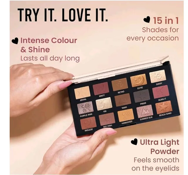 INSIGHT All Eyes On You Eyeshadow Palette (17 g) | Mix of 15 Matte, Shimmer & Metallic Shades | Smooth Texture | Intense Pigment | One Stroke Payoff | Transfer Proof | Long Lasting | Easy Blending | Beginner Friendly Eye Makeup Kit
400+ bought in past month