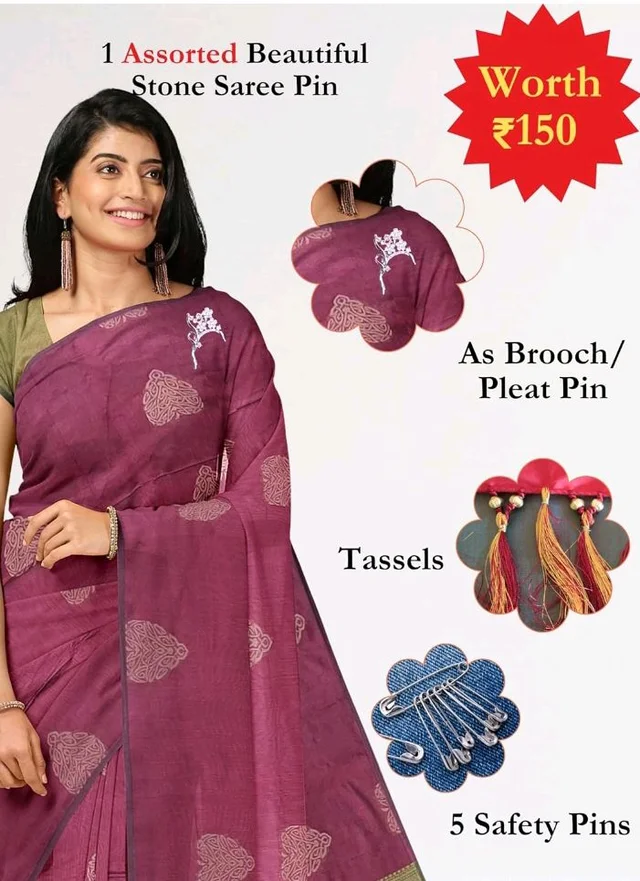 Women's Kovai Handloom Negamam Kota Cotton Saree Contrast Blouse