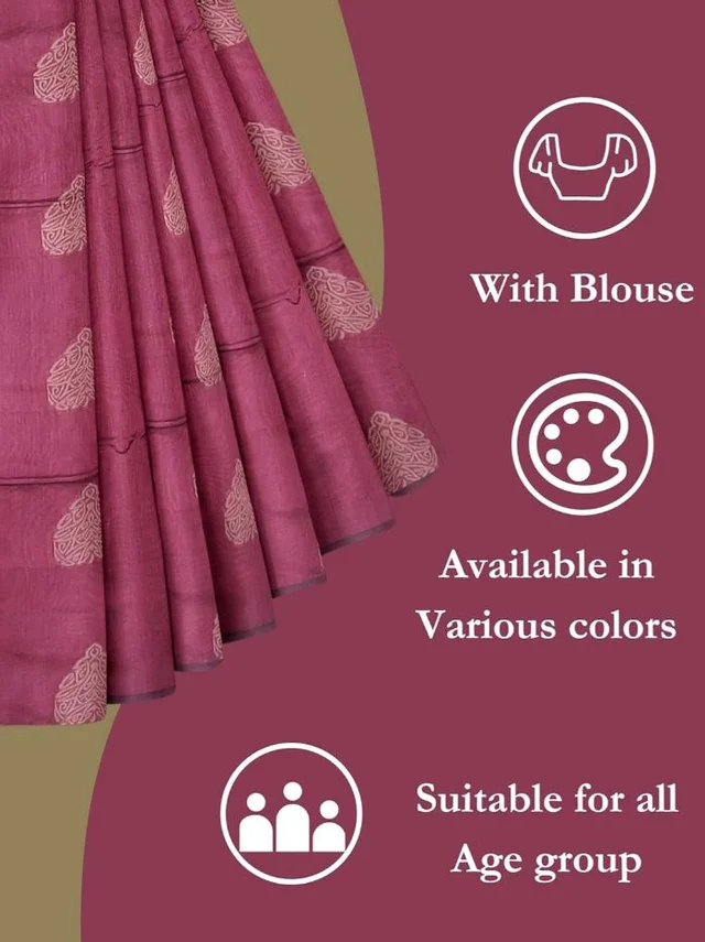 Women's Kovai Handloom Negamam Kota Cotton Saree Contrast Blouse
