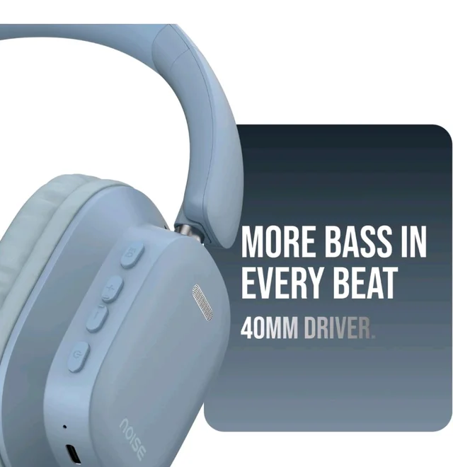 Noise Newly Launched Airwave Max 2 Wireless On-Ear Headphones with 50H Playtime, 40mm Drivers - Deep Bass, 3 Preset EQ Modes, 40m/s Low Latency, Dual Pairing,BT V5.3 (Serene Blue)