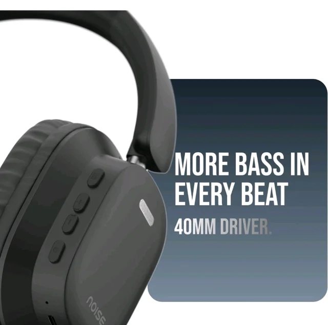 Noise Newly Launched Airwave Max 2 Wireless On-Ear Headphones with 50H Playtime, 40mm Drivers - Deep Bass, 3 Preset EQ Modes, 40m/s Low Latency, Dual Pairing,BT V5.3 (Bold Black)