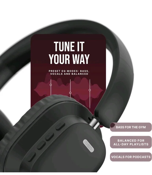 Noise Newly Launched Airwave Max 2 Wireless On-Ear Headphones with 50H Playtime, 40mm Drivers - Deep Bass, 3 Preset EQ Modes, 40m/s Low Latency, Dual Pairing,BT V5.3 (Bold Black)