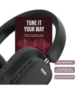Noise Newly Launched Airwave Max 2 Wireless On-Ear Headphones with 50H Playtime, 40mm Drivers - Deep Bass, 3 Preset EQ Modes, 40m/s Low Latency, Dual Pairing,BT V5.3 (Bold Black)