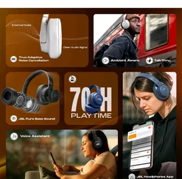 JBL Tune 770NC Wireless Over Ear Headphones with Adaptive Noise Cancellation, Upto 70H Battery, Smart Ambient, Speed Charge, Customized EQ, Google Fast Pair, Multipoint Connect, BT 5.3 - Black