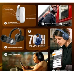 JBL Tune 770NC Wireless Over Ear Headphones with Adaptive Noise Cancellation, Upto 70H Battery, Smart Ambient, Speed Charge, Customized EQ, Google Fast Pair, Multipoint Connect, BT 5.3 - Blue