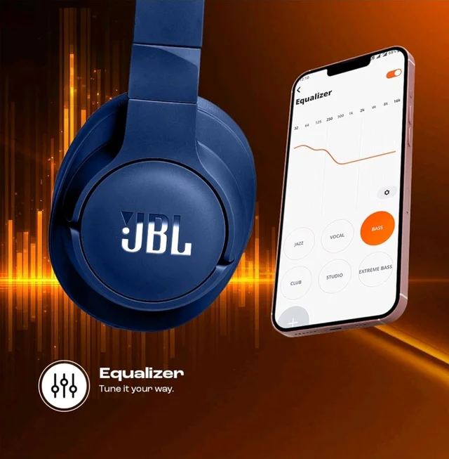 JBL Tune 770NC Wireless Over Ear Headphones with Adaptive Noise Cancellation, Upto 70H Battery, Smart Ambient, Speed Charge, Customized EQ, Google Fast Pair, Multipoint Connect, BT 5.3 - Blue