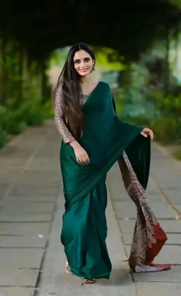 Womens Crepe Silk Ready To Wear Saree Featuring Ajrakh Printed Pallu With Crepe Silk Ajrakh Printed Blouse 5.5 Meter Saree and 0.8 Meter Unstitched Blouse Piece