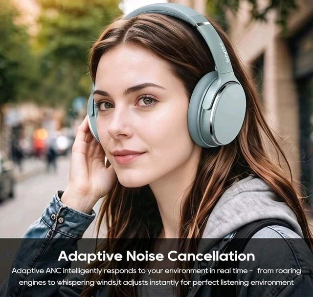 Srhythm NC25 Wireless Headphones Bluetooth 5.3,Lightweight Noise Cancelling Headset Over-Ear with Low Latency,Green