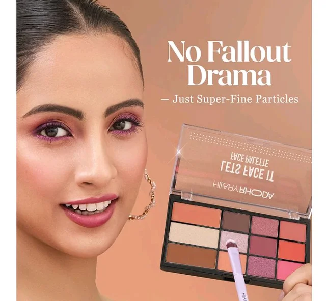 Hilary Rhoda Let’s Face It Face Palette | Highlighter & Blush | Contour | 9 Eyeshadows | Super-Fine Particles | No Fallout | Matte & Shimmer Finish -23.4g (Sun Downer |Shade 02)