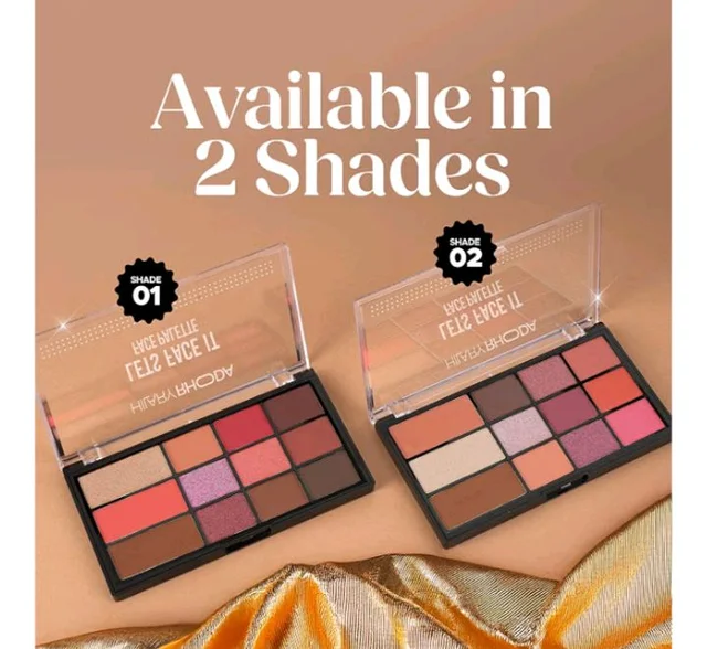 Hilary Rhoda Let’s Face It Face Palette | Highlighter & Blush | Contour | 9 Eyeshadows | Super-Fine Particles | No Fallout | Matte & Shimmer Finish -23.4g (Sun Downer |Shade 02)