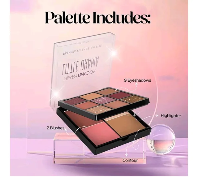 Hilary Rhoda Transform Face Palette | All-in-One | 9 Eyeshadows, 2 Blushes, Highlighter & Contour | Matte + Shimmer Finish | Highly Pigmented | Travel Friendly Makeup Kit (Soft Glam - Shade 01) – 18g
300+ bought in past month