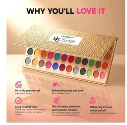 Maliao 96 Fire & Glow Eyeshadow Palette | 96 Color Warm Tone Eyeshadow Palette with Matte, Shimmer & Metallic Shades | Highly Pigmented & Blendable Long-Lasting Eye Makeup Palette (80g)