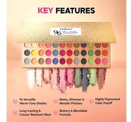 Maliao 96 Fire & Glow Eyeshadow Palette | 96 Color Warm Tone Eyeshadow Palette with Matte, Shimmer & Metallic Shades | Highly Pigmented & Blendable Long-Lasting Eye Makeup Palette (80g)