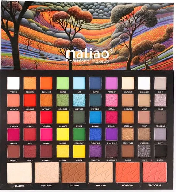 Maliao Terraced Palette - 56 Highly Pigmented Shades | Versatile Eyeshadow & Blush Palette, 68g