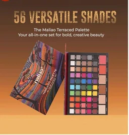 Maliao Terraced Palette - 56 Highly Pigmented Shades | Versatile Eyeshadow & Blush Palette, 68g