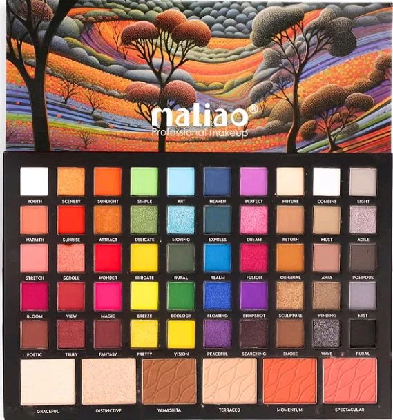 Maliao Terraced Palette - 56 Highly Pigmented Shades | Versatile Eyeshadow & Blush Palette, 68g