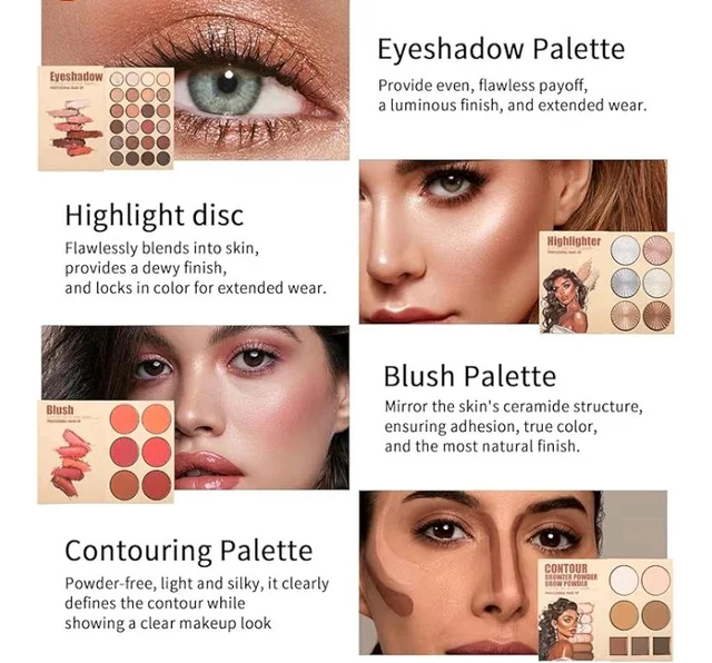 Womake Makeup Palette for Women | 20+ Highly Pigmented Eyeshadow Shades with Blush & Highlighter | Matte & Shimmer Makeup Palette | Long-Lasting Eye Makeup Kit