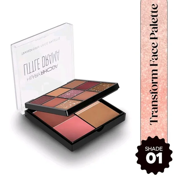 Hilary Rhoda Transform Face Palette | All-in-One | 9 Eyeshadows, 2 Blushes, Highlighter & Contour | Matte + Shimmer Finish | Highly Pigmented | Travel Friendly Makeup Kit (Soft Glam - Shade 01) – 18g
300+ bought in past month